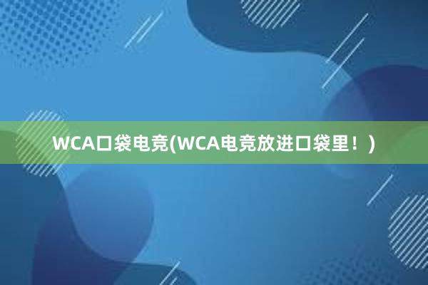 WCA口袋电竞(WCA电竞放进口袋里！)