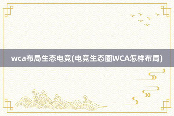 wca布局生态电竞(电竞生态圈WCA怎样布局)