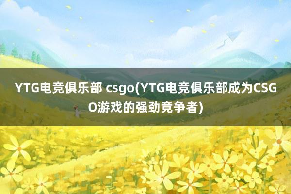 YTG电竞俱乐部 csgo(YTG电竞俱乐部成为CSGO游戏的强劲竞争者)