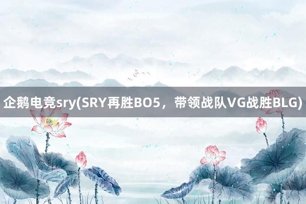 企鹅电竞sry(SRY再胜BO5，带领战队VG战胜BLG)