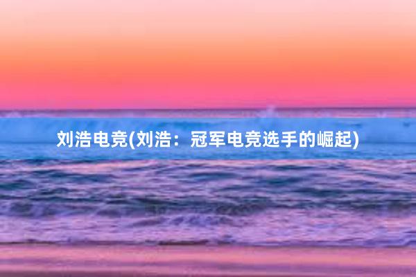 刘浩电竞(刘浩：冠军电竞选手的崛起)