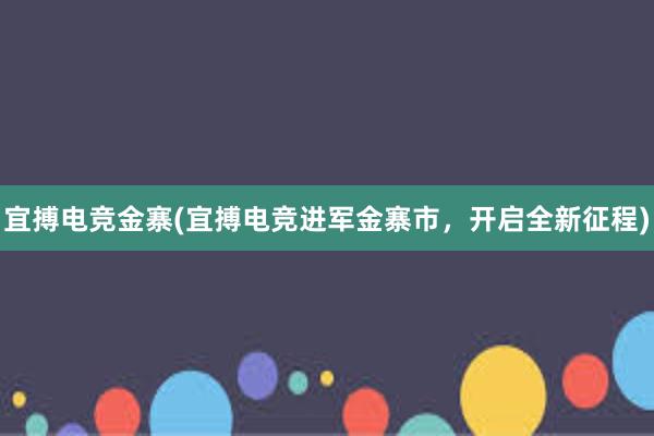 宜搏电竞金寨(宜搏电竞进军金寨市，开启全新征程)