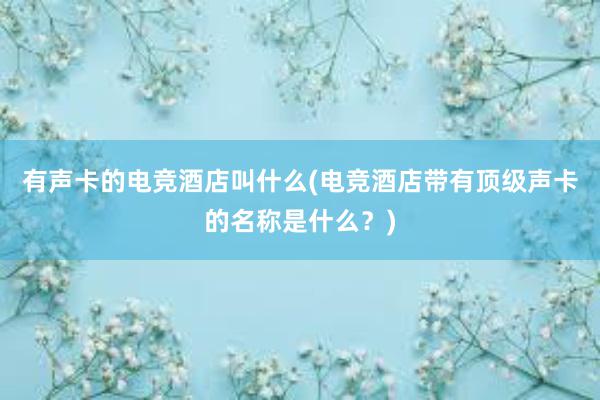 有声卡的电竞酒店叫什么(电竞酒店带有顶级声卡的名称是什么？)