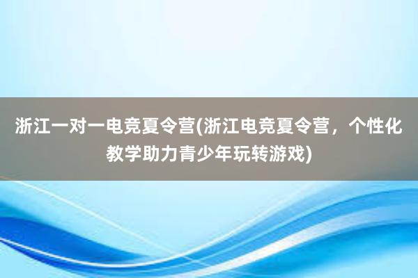 浙江一对一电竞夏令营(浙江电竞夏令营，个性化教学助力青少年玩转游戏)