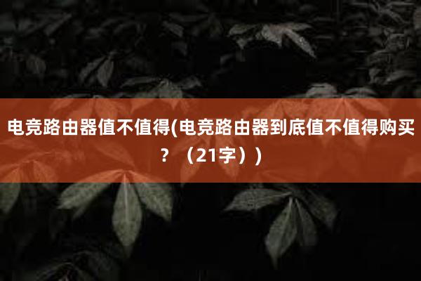 电竞路由器值不值得(电竞路由器到底值不值得购买？（21字）)