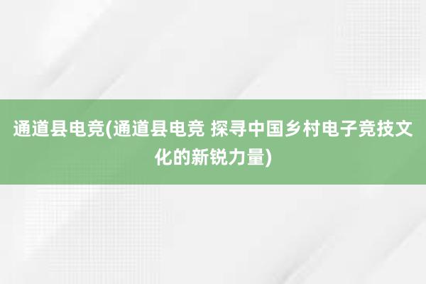 通道县电竞(通道县电竞 探寻中国乡村电子竞技文化的新锐力量)