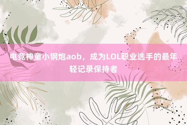 电竞神童小钢炮aob，成为LOL职业选手的最年轻记录保持者