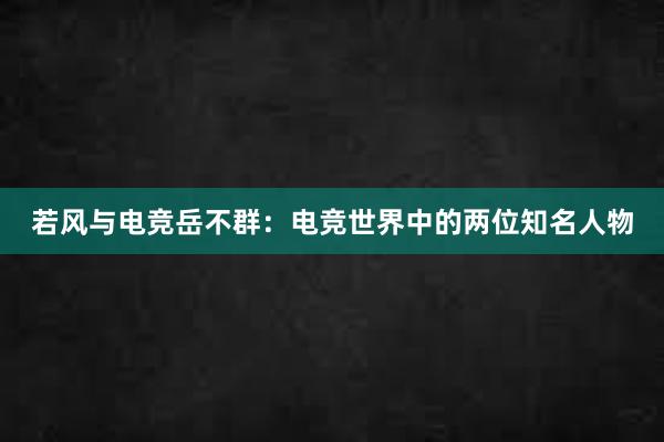 若风与电竞岳不群：电竞世界中的两位知名人物