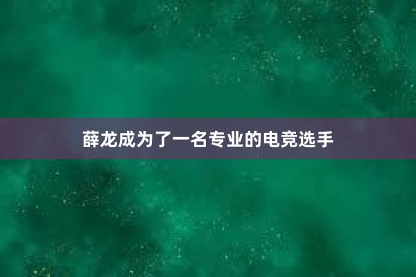 薛龙成为了一名专业的电竞选手